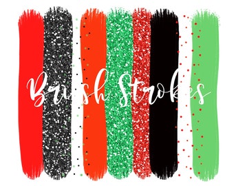 Glitter brush strokes, clipart brush strokes, png brush, red brush strokes, watercolor elements, green brush strokes
