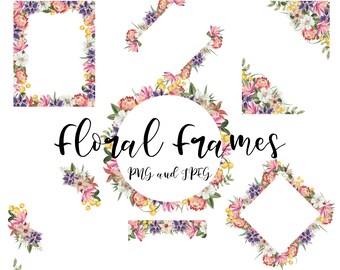 May include: A set of 10 floral frames in various shapes and sizes. The frames are made of pink, purple, and yellow flowers with green leaves. The frames are ideal for adding a touch of elegance to any project.