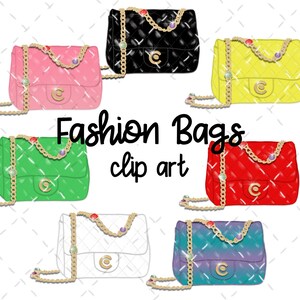 Imágenes prediseñadas de bolsos, imágenes prediseñadas de moda, imágenes prediseñadas de París, imágenes prediseñadas de accesorios de moda, pegatinas de clip art, ilustración de moda