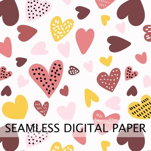 Cuori carta digitale, Amore carta digitale, scrapbooking, dipinto a mano, sfondo cuori, pattern cuori, San Valentino, uso commerciale