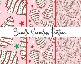 Bundle Christmas tree Cake Seamless pattern, Christmas cakes, Christmas Dessert, Christmas scrapbooking, Christmas file