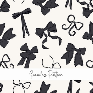 Fiocchi modello senza cuciture, fiocco bianco e nero, scrapbooking, sfondo fiocco, fiocchi neri civetta, carta con fiocchi