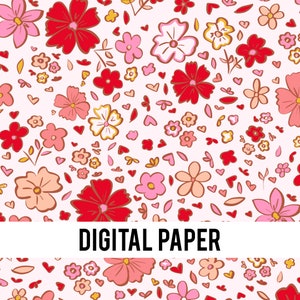 Modello San Valentino, modello senza cuciture, carta digitale fiori, stampa per tessuto a fiori, stampa san valentino, uso commerciale