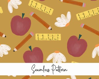 School seamless pattern, school paper, scrapbooking, school background, pencil file, back to school file, seamless school file