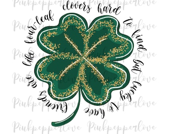 Four-leaf clover png, St. Patrick's Day, Clover png, Sublimation print, Leaf png, Instant Download, Hand drawn