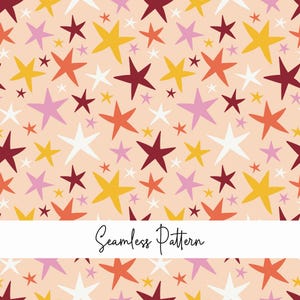 Modello stella senza cuciture, carta stella Retro, colori autunnali, sfondo con stelle, stampa con stella su tessuto, dimensione piccola