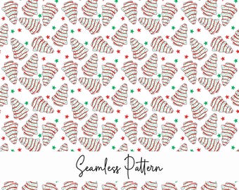 Christmas tree Cake Seamless pattern, White Christmas, Christmas Dessert, Christmas scrapbooking, Christmas sweets png, Extra Small Size