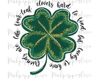 Four-leaf clover png, St. Patrick's Day, Clover png, Sublimation print, Leaf png, Instant Download, Hand drawn