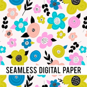 Fiori carta digitale, bambino pattern, stampa tessuti, scrapbooking, dipinto a mano, sfondo fiori, pattern fiori, uso commerciale