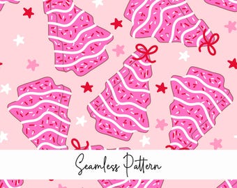 Christmas tree Cake Seamless pattern, Pink Christmas cakes, Christmas Dessert, Christmas scrapbooking, Christmas sweets png, commercial use