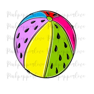Beach ball png, Sublimation ball, Summer png, Beach png, Ball graphics, hand drawn, digital file
