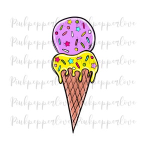 Ice cream png, Sublimation ice cream, Summer png, Dessert png, Ice cream graphics, hand drawn, digital file