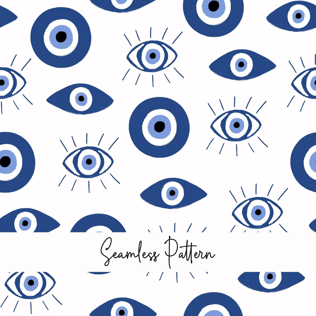 Eye Seamless Pattern, Blue Eye Pattern, Greece Art, Eye Background ...