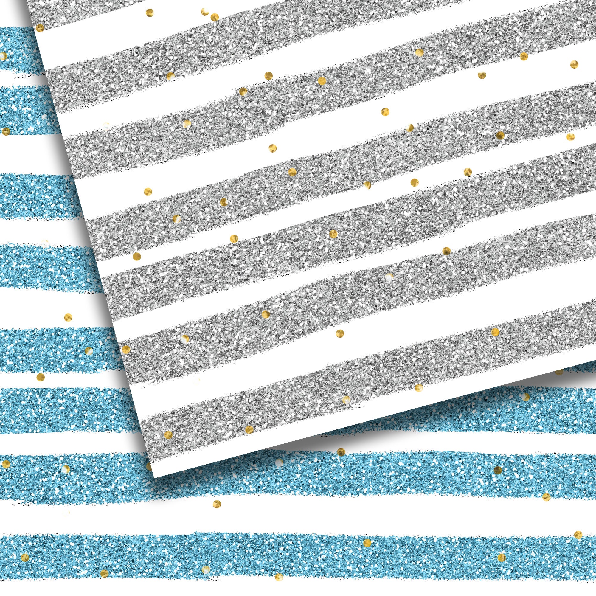 Bundle Glitter Digital Paper, Glitter Stripes, Gold and Silver, Gold ...