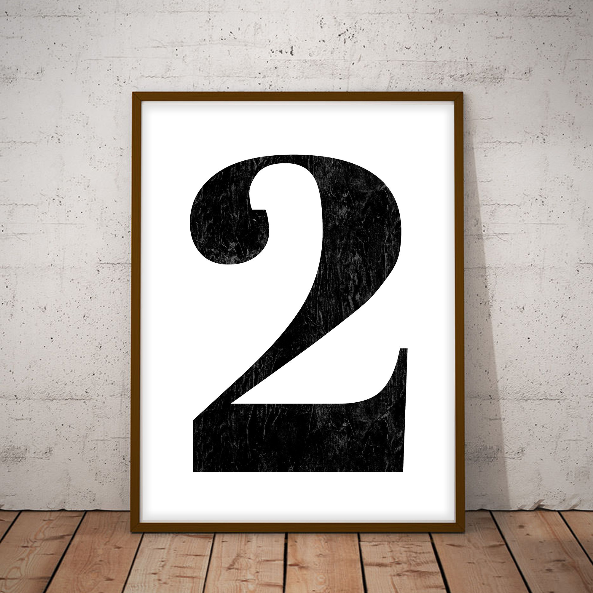 Printable Number 2, Number Two Poster, Black and White