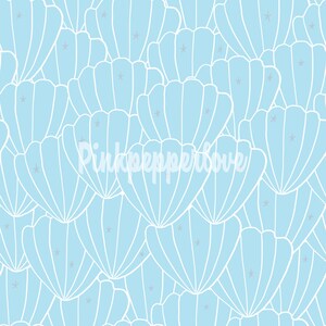 Modello senza cuciture di conchiglie blu, carta digitale con conchiglie, modello sfondo nautico, decorazione da spiaggia