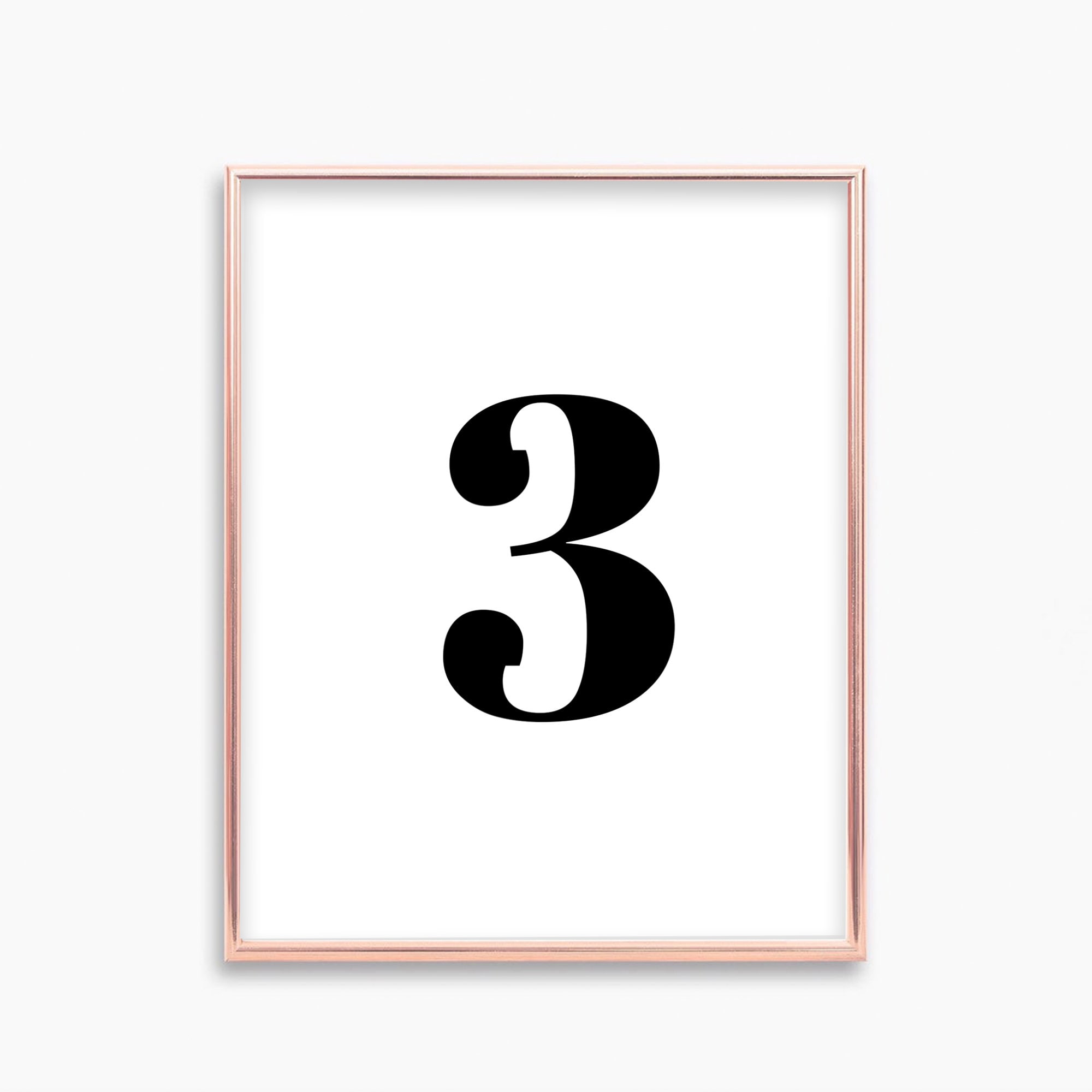 Printable Number 3, Number Three Poster, Black and White Number 