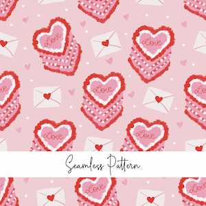 Seamless pattern Valentine's Day cake, Valentines Day digital paper, cake background, Valentines Day gift, Retro Valentines Day file