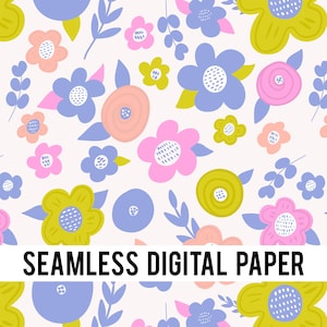 Fiori carta digitale, bambino pattern, stampa tessuti, scrapbooking, dipinto a mano, sfondo fiori, pattern fiori, fiori primavera
