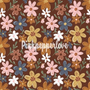 File senza giunture fiori autunnali,  carta digitale autunno , scrapbooking, sfondo fiori, pattern fiori, motivo fiore autunnale