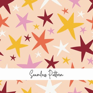 Stelle modello senza cuciture, carta digitale Stelle Retro, colori autunnali, sfondo autunno, modello stelle, file senza cuciture autunno