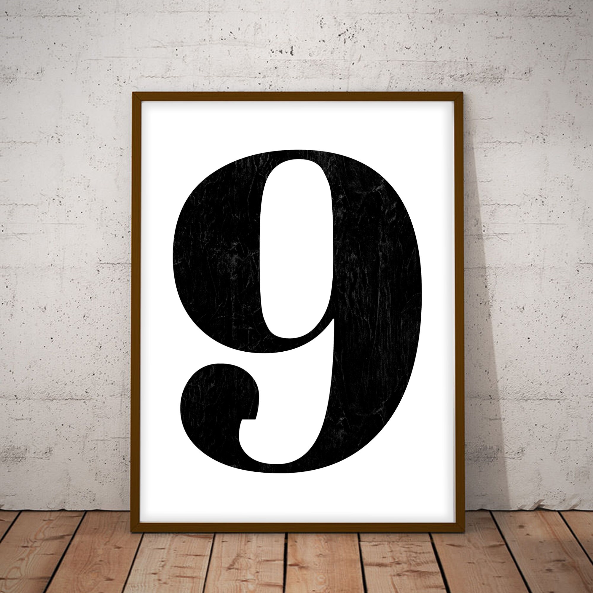 Buy Printable Number 9, Number Nine Poster, Black and White Number 