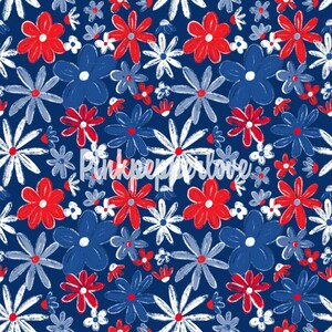 File senza giunture margherite, carta digitale 4 luglio , scrapbooking, sfondo fiori patriottico, pattern fiori, motivo floreale USA