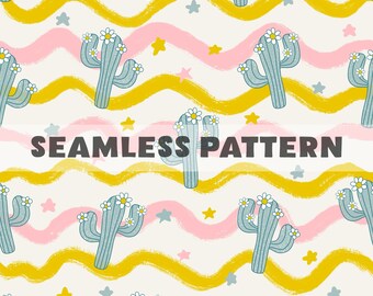 Kaktus-Digitalpapier, florales Digitalpapier, Scrapbooking, sich wiederholendes Muster, Retro-Digitalpapier, floraler Hintergrund, Blumenmuster
