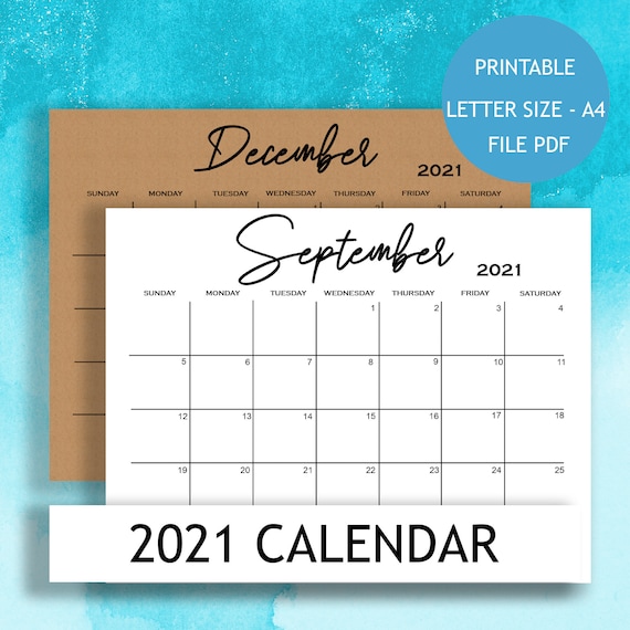 2021 printable calendar calendar template monthly calendar etsy