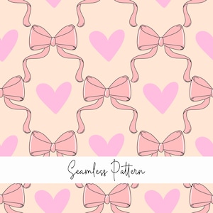 Coquette Bows Seamless Pattern, Pink Bows, Coquette scrapbooking, Retro pattern, Cute Design, commercial use