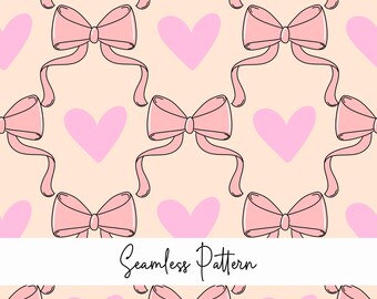Motif sans couture de nœuds Coquette, nœuds roses, scrapbooking Coquette, motif rétro, design mignon, usage commercial