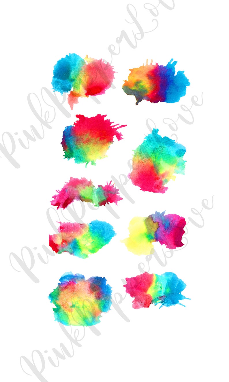 Splatters Watercolor Clipart, Tropical Clipart, Blob, Summer ...