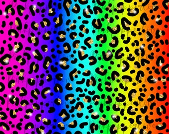 Rainbow digital paper, rainbow png, leopard digital paper, scrapbook, rainbow background, rainbow pattern, commercial use