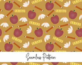 School seamless pattern, school paper, scrapbooking, school background, back to school file, seamless school file, small size