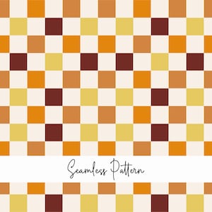 Motivo a scacchi senza cuciture, carta digitale autunno, scrapbooking, sfondo autunno, motivo a  scacchi marrone arancione