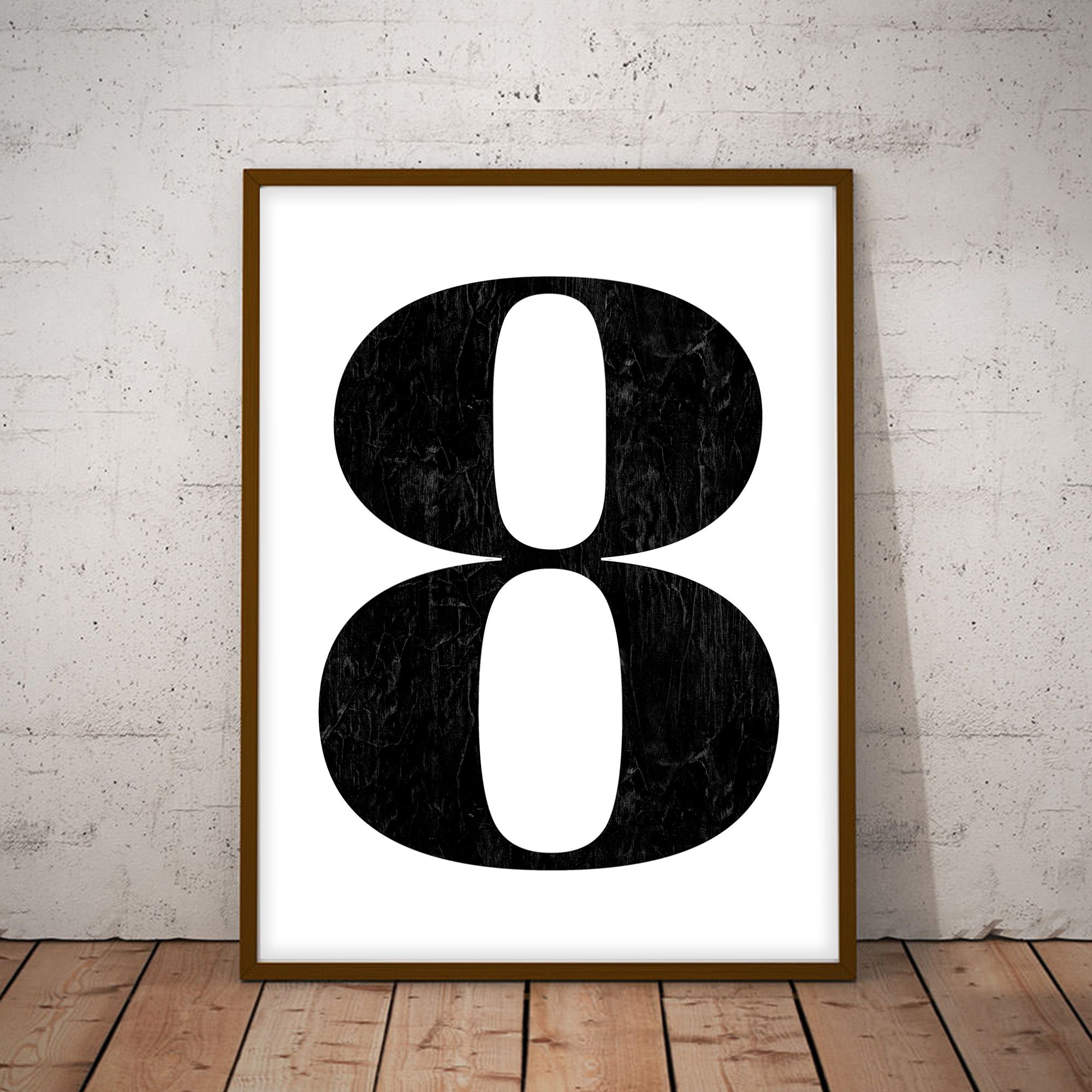 Printable Number 8, Number Eight Poster, Black and White