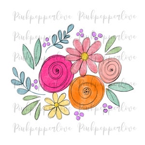 Aquarel bloem, bloemdessin, bloemenlabel, digitale fotolijst, bloemen clipart, bloemenafbeeldingen, commercieel gebruik