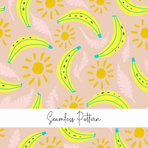 Banana seamless pattern, banana background, scrapbooking, exotic fruit, banana background, summer fabric print, repeated banana file