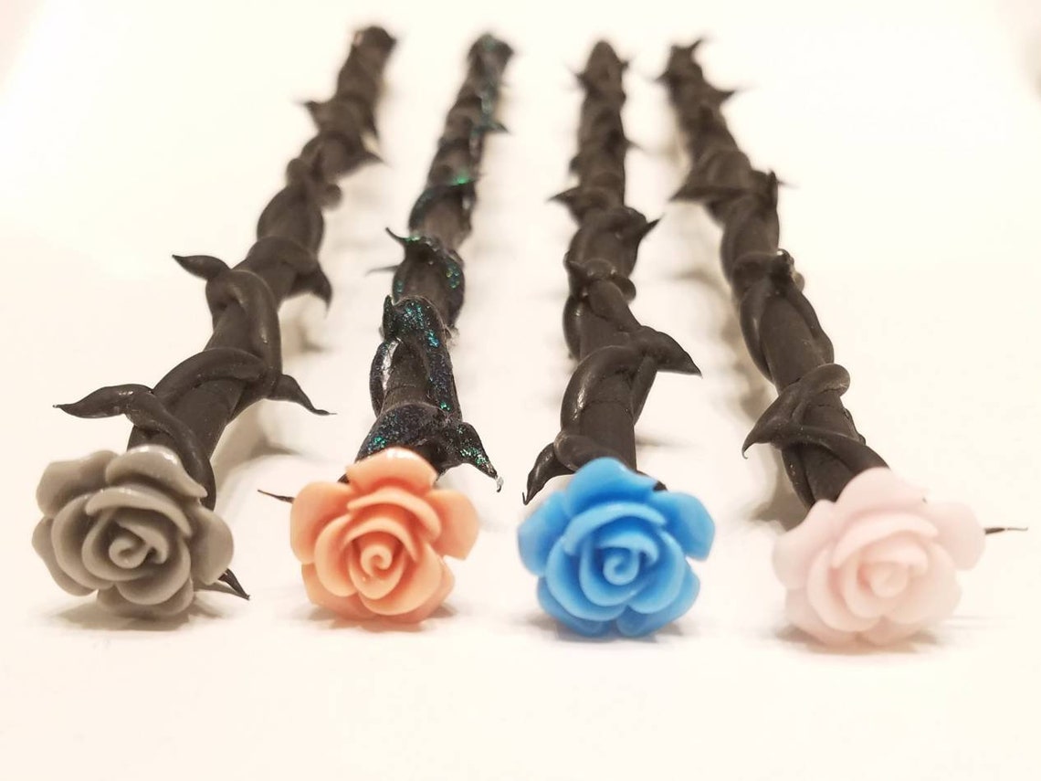 Thorned rose wizard wand magic wand flower wand cosplay Etsy