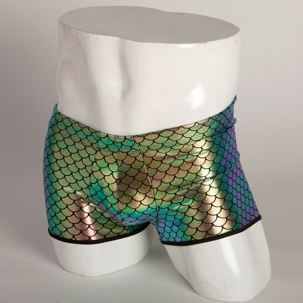 Men's Hologram Mermaid Trunks, burning man, mermaid parade, pole dance