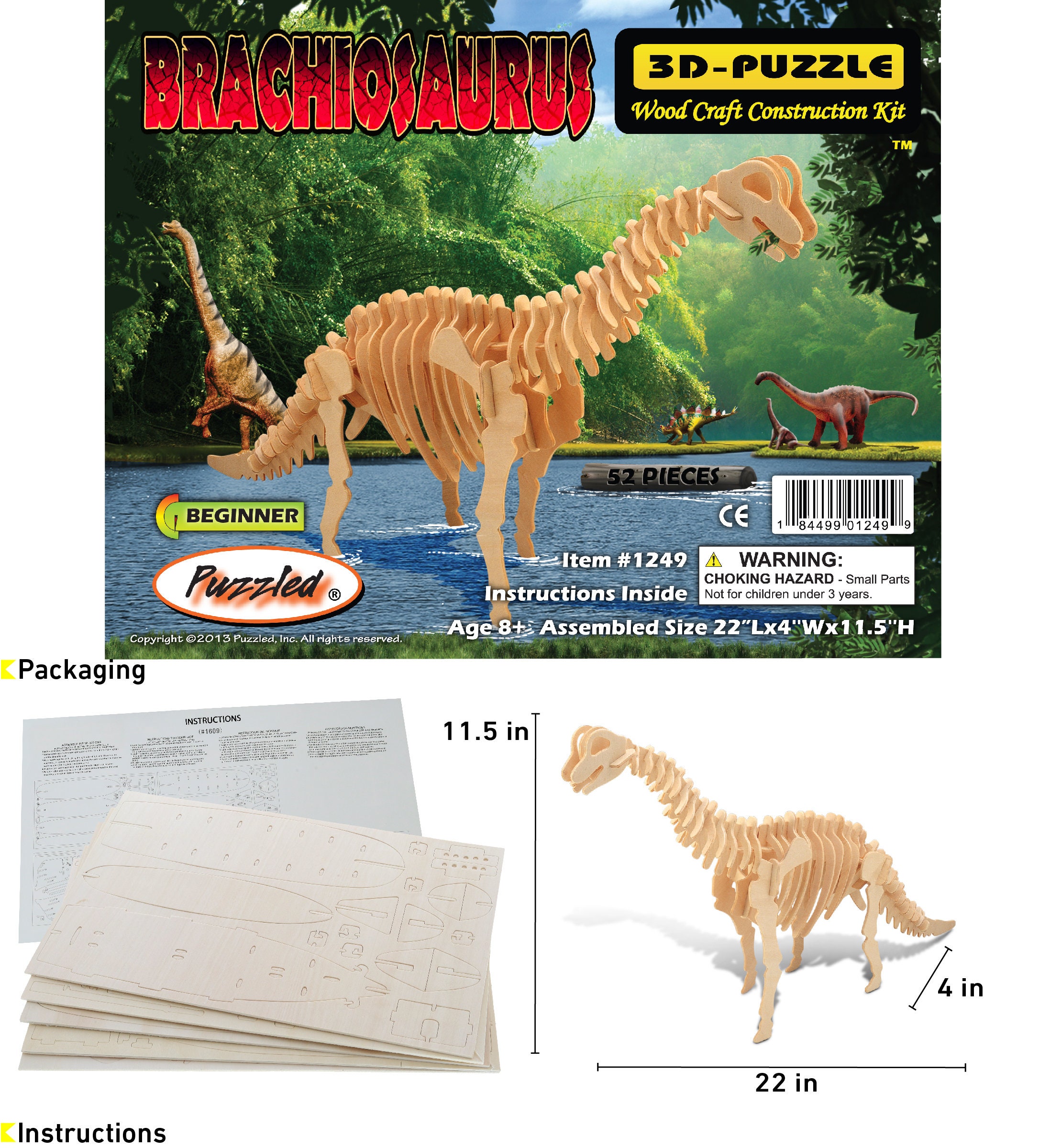 Puzzled 3D Puzzle Brachiosaurus Wood Construction Kit | Etsy