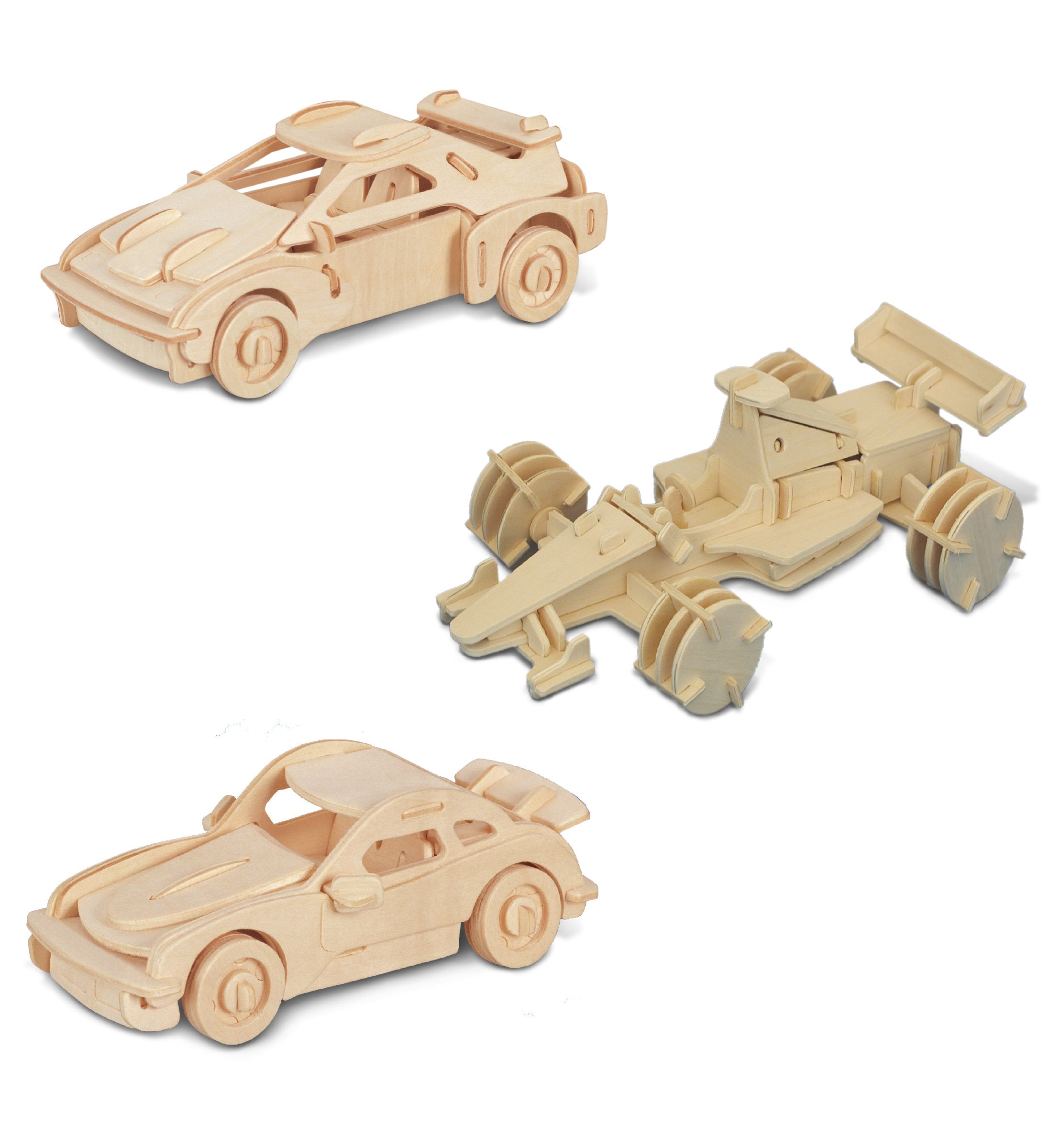 Puzzled Bundle of Cars: F-20 P911 and Race Car Wooden 3D - Etsy