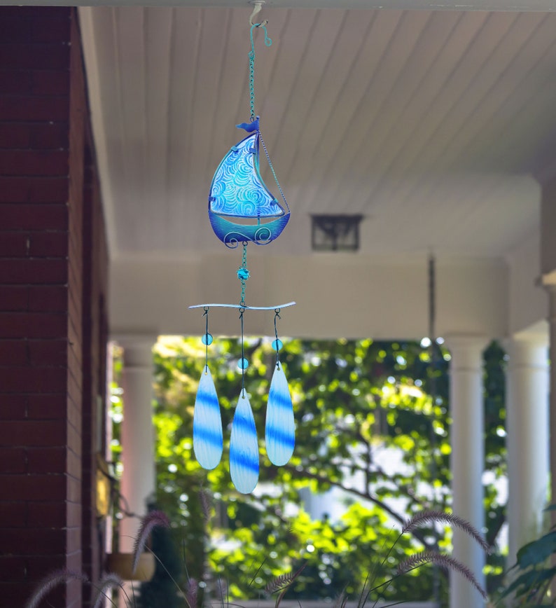 sailboat sea glass wind chime