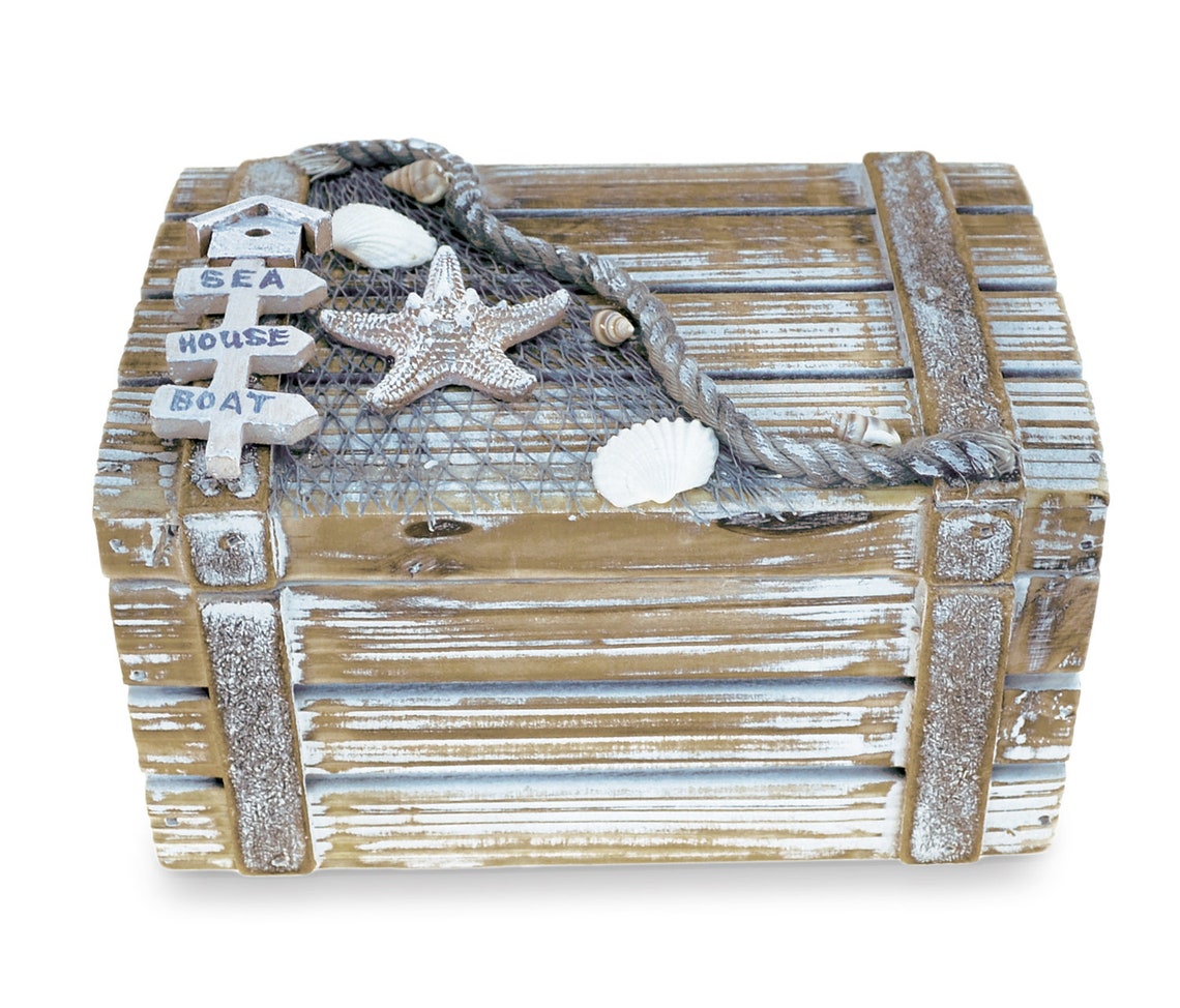 Puzzled Wood Nautical Jewelry Box 6.75 X 3.75 Etsy