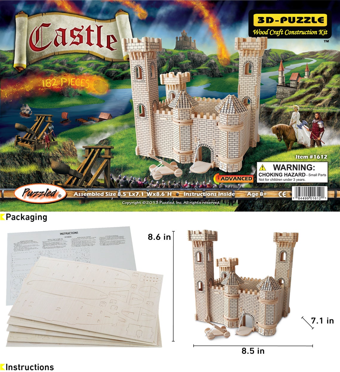 Puzzled 3D Puzzle Castle Wood Construction Kit Educational DIY - Etsy