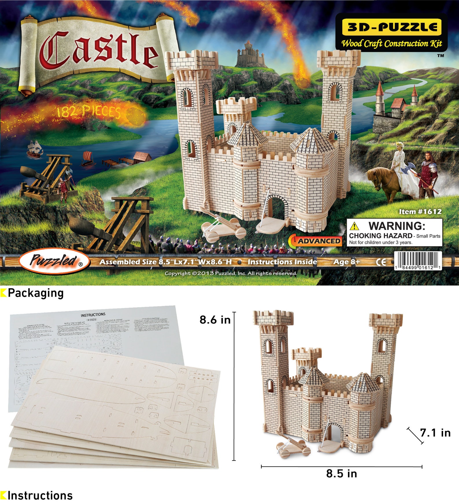 Puzzled 3D Puzzle Castle Wood Construction Kit Educational DIY Etsy