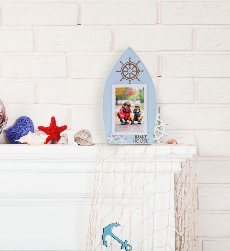 Cota Global Blue Wood Boat Frame Nautical Picture Frame Etsy