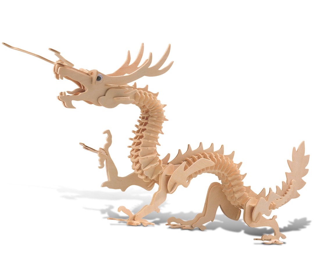Puzzled 3D Puzzle Dragon Wood Construction Kit Educational DIY Etsy