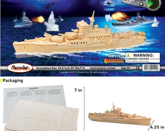 Puzzled Battleship Wooden 3D Puzzle Construction Kit 