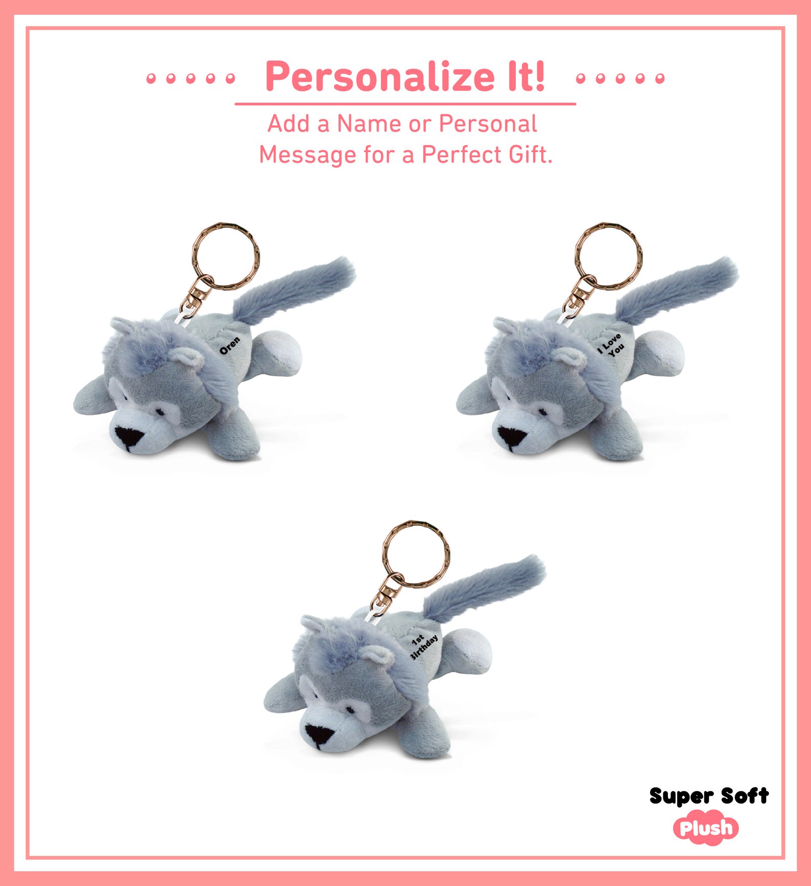 Puzzled Personalized Plush Keychain Stuffed Animal Toy Soft Etsy